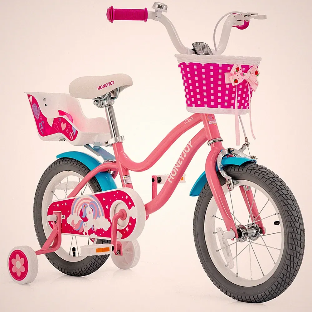 14 Inches Kids Bicycle w/Training Wheels & Basket for Boys & Girls Age 3-5 Years