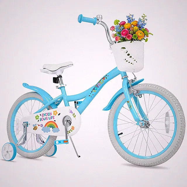 18 Inches Girls Bike for 3-8 Years Old w/Removable Training Wheels, Front Basket