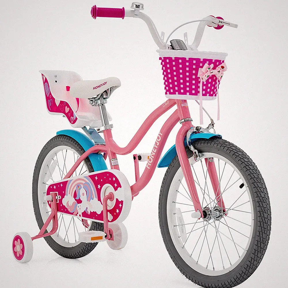 18 Inches Kids Bicycle w/Training Wheels & Basket for Boys & Girls Age 5-9 Years
