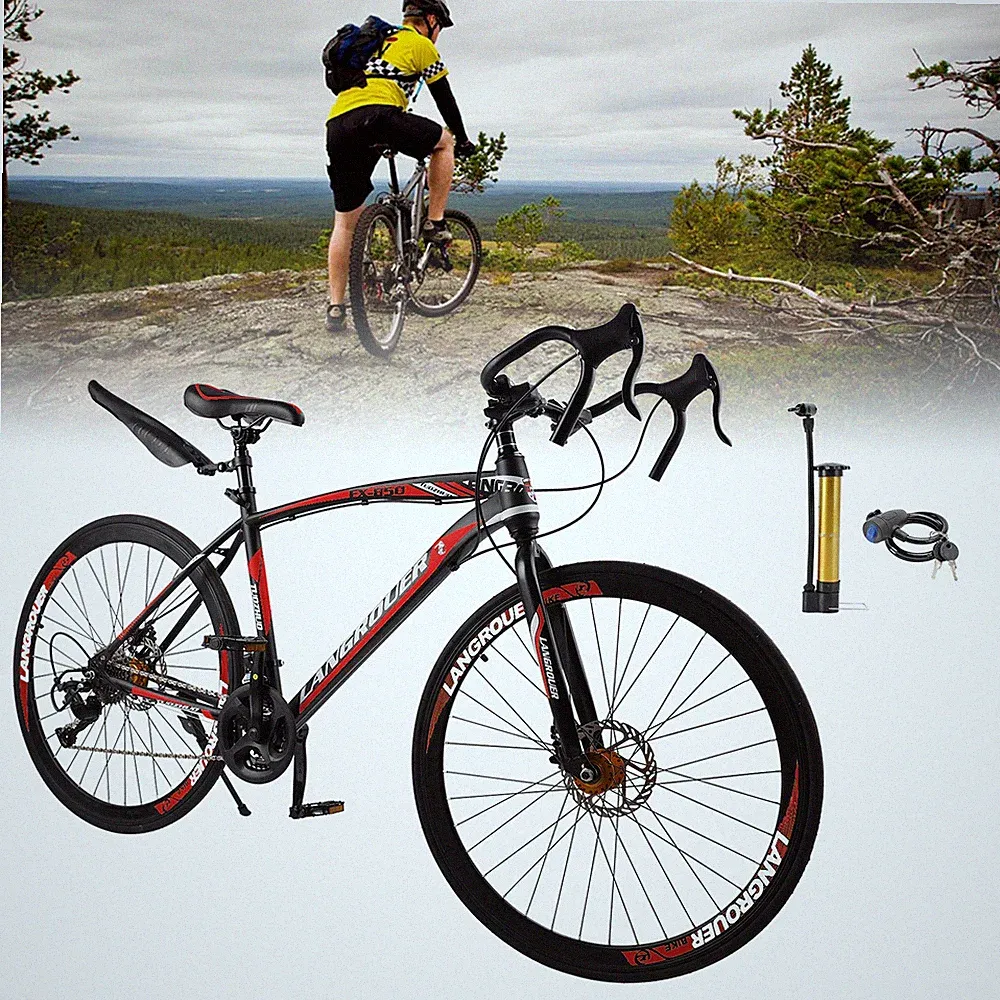 27 speed Road Bike Racing Bicycle 700C 26" Wheels Adult Black + Red