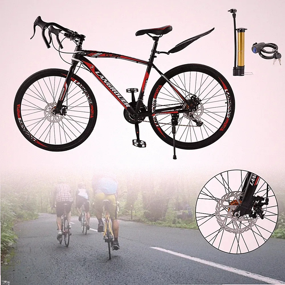 27 speed Road Bike Racing Bicycle 700C 26" Wheels Adult Black+Red E4