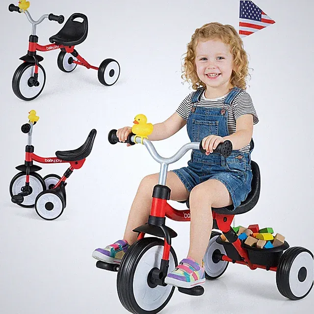 3-in-1 Kids Tricycle with Lighted Wheels Folding Toddler Trike w/Adjustable Seat