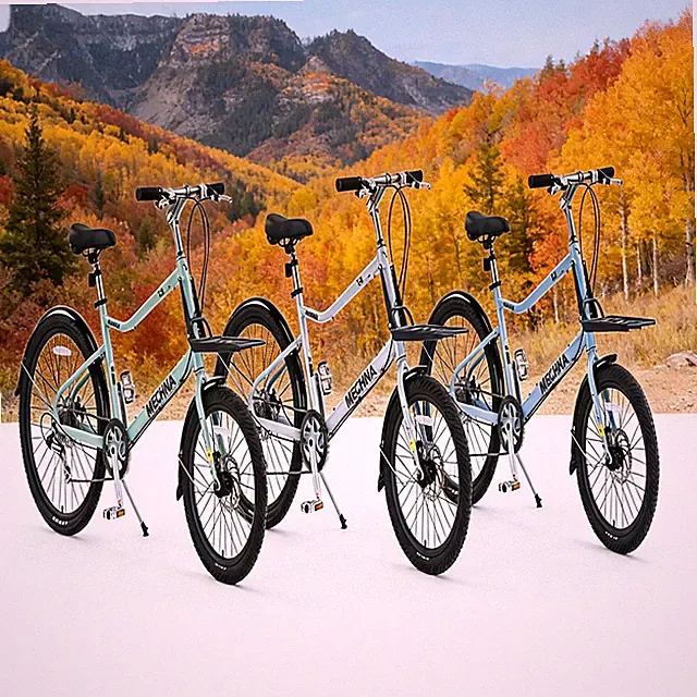7 Speed Cargo Bike 26 Inch Aluminum Alloy Frame Blue for Men Garden Outdoor Use