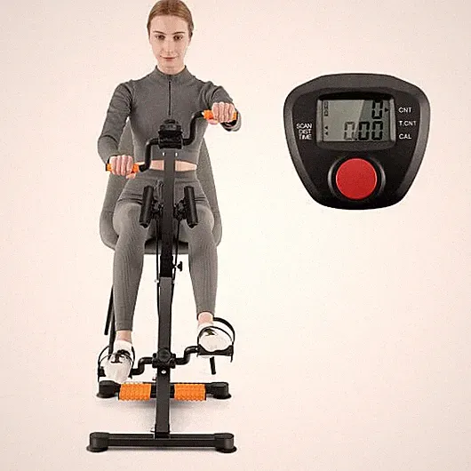 Adjustable LCD Pedal Exercise Bike with Massage-Yellow - Color: Yellow