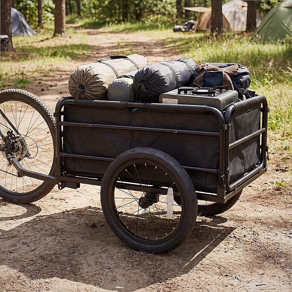 Bike Cargo Trailer, 220 LBS Metal Bicycle Wagon Cart with Universal Hitch