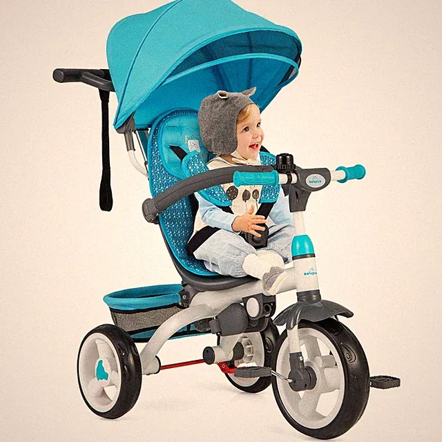 Blue Baby Stroller Tricycle Detachable Learning Toy Bike