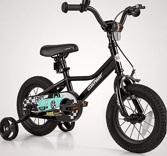 COSTWAY 12/14/16/18 Inch Kids Bike, Boys & Girls Training Bike W/Removable Train