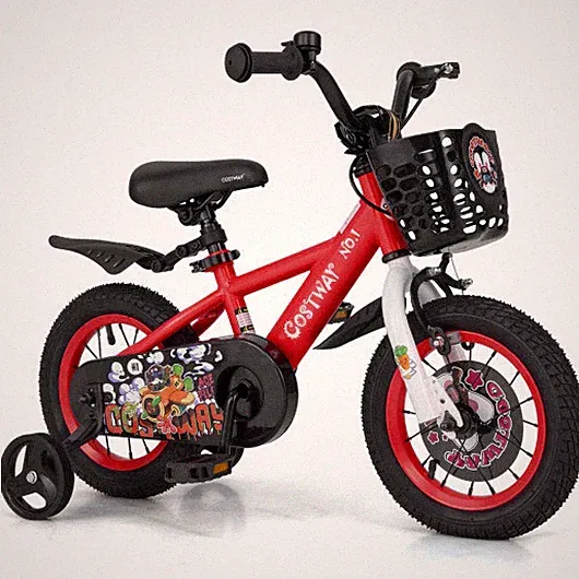 Costway 12 Inch Kids Bike Adjustable with Storage Basket and Double Brake for 3