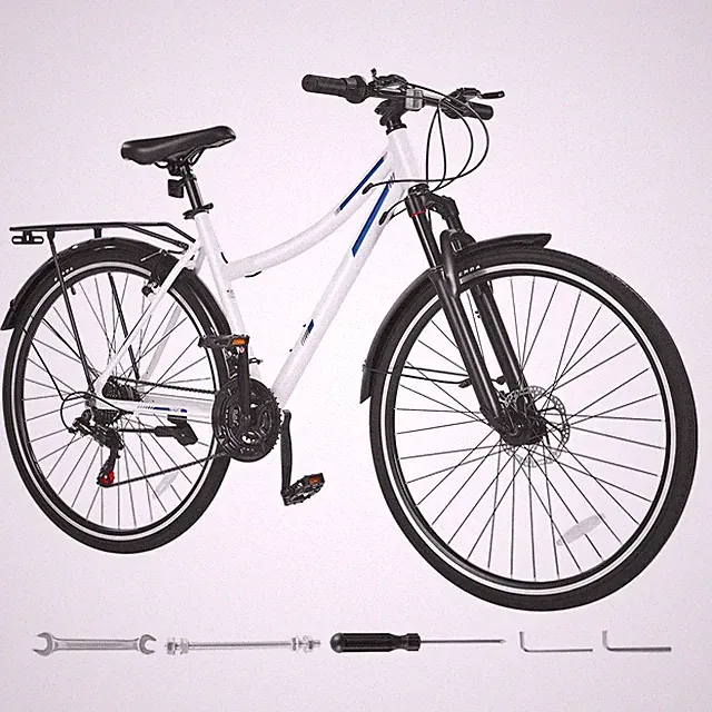 Hybrid Bike 21-Speed Aluminum Frame 700x35C KENDA Tires Step-Through