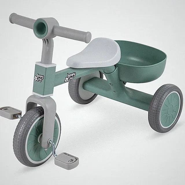 Toddler Tricycle 2-In-1 Kids Tricycle Auxiliary Balance Bike Green
