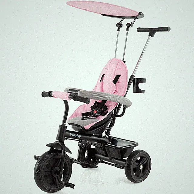 Toddler Tricycle, 7 in 1 Push Trike w/ Adjustable Canopy Parent Push Handle Seat