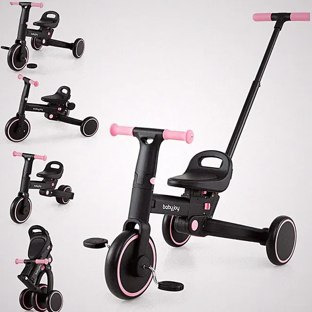 Toddler Tricycle w/Push Handle Adjustable Seat Removable Pedal EVA Foam Wheels