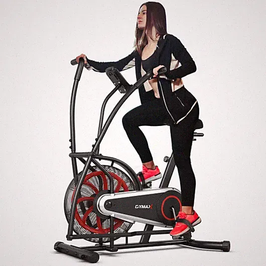 Upright Air Bike with Unlimited Resistance-Black - Color: Black